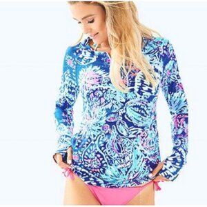 Lilly Pulitzer Luxletic Delaynee Meryl Nylon Halfzip In Multi Jet Stream sz S